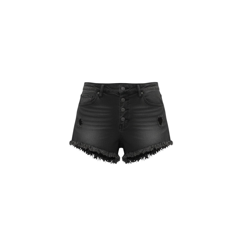 Celebrity Pink Denim Shorts Womens 17/33 Black Distressed Frayed Hem Button Fly